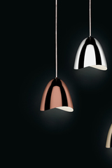 Mirage pendant polished copper bell and LED lighting. Karboxx. 