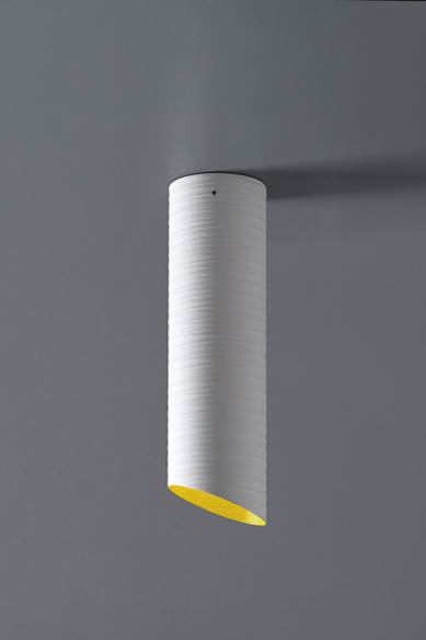 Slice Plafonnier Blanc Et Jaune 36cm Karboxx Luminaires Design En Carbone Et Fibre De Verre Ref 19050297