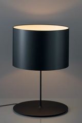Large Half Moon in Black Carbon Fiber table lamp Ivory interior of lampshade. Karboxx. 
