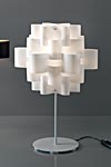 White Table Lamp in Overlay Fabric Flowers Sun. Karboxx. 