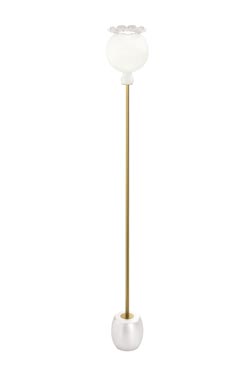 Opyo floor lamp in white opal blown glass and gold metal. kdln. 