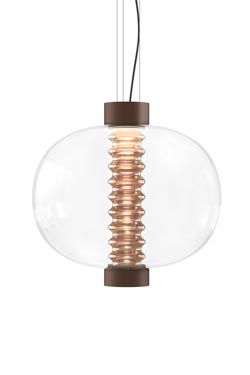 Bolha suspension ronde rétro en verre ambré. kdln. 