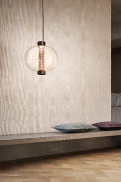 Bolha retro round pendant lamp in amber glass. kdln. 