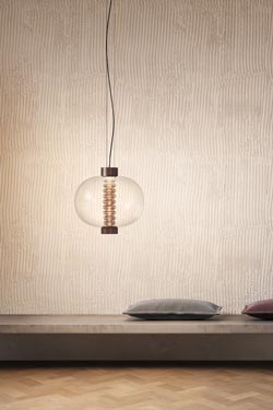 Bolha retro round pendant lamp in amber glass. kdln. 