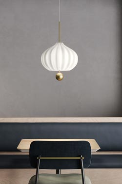 Lilli pendant lamp white opal and gold like a lily. kdln. 