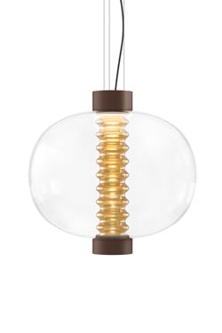 Bolha retro round pendant lamp in amber glass. kdln. 