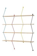 Birch shelf and multi-coloured wire CLIMB. La Chance. Birch shelf and multi-coloured wire CLIMB. La Chance.