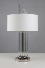 Moroni chrome and glass table lamp. Le Dauphin. Moroni chrome and glass table lamp. Le Dauphin.