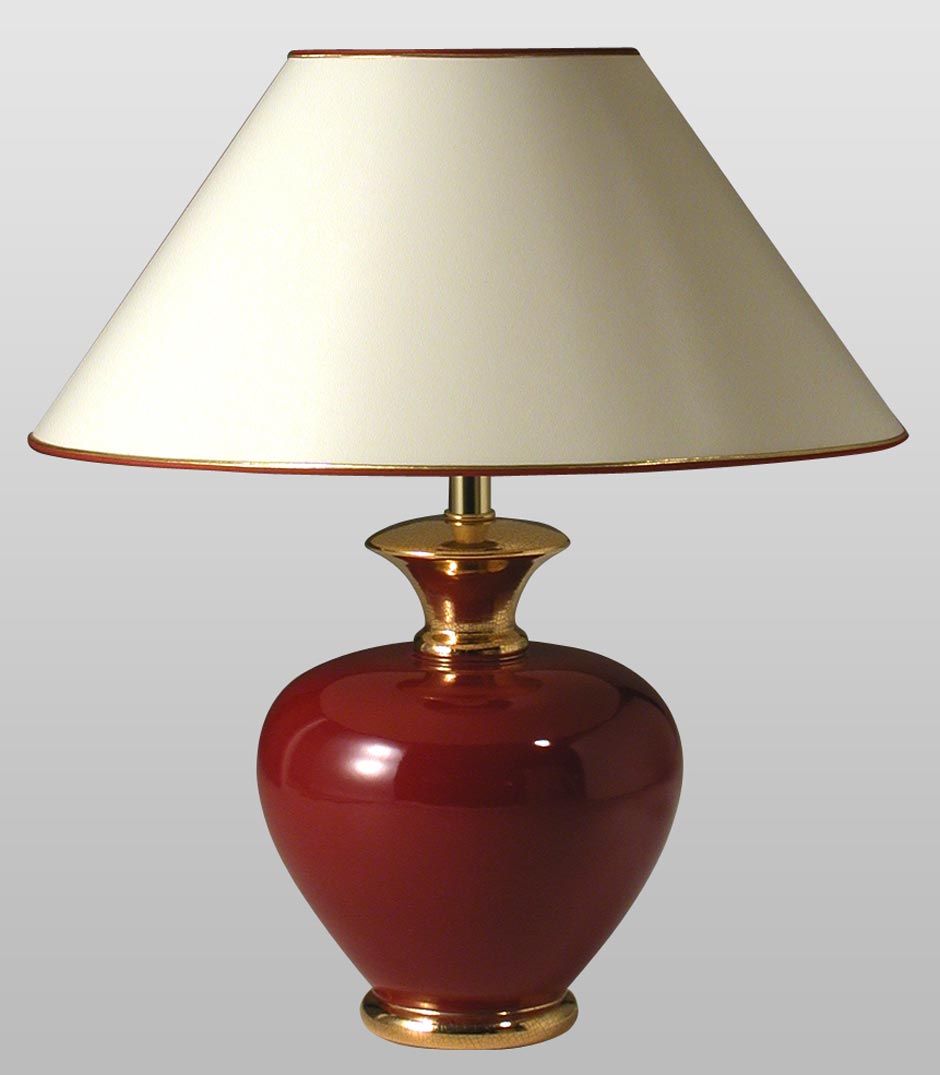 Classic Style Round Table Lamp In Ivory And Gold Ceramic