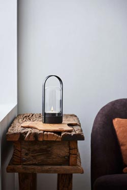 Candelight cordless lantern in black oak. Le Klint. 