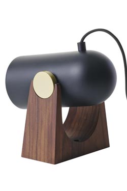 Carronade lampe de table convertible noire et noyer. Le Klint. 