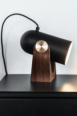 Carronade black and walnut convertible table lamp. Le Klint. 