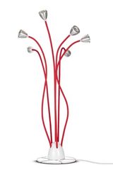 Athene Grande lampadaire LED six lumières sur flexible rouge. Less 