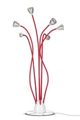 Athene Grande lampadaire LED six lumières sur flexible rouge. Less Athene Grande lampadaire LED six lumières sur flexible rouge. Less