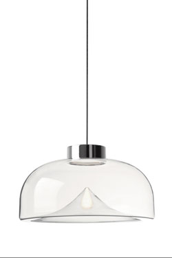 Aella mini suspension en verre transparent, design année 70 grand modèle. Leucos. 