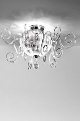 Grand plafonnier Bolero en cristal et verre soufflé transparent. Leucos. Grand plafonnier Bolero en cristal et verre soufflé transparent. Leucos.