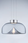 Suspension design année 70 Aella en métal chromé et verre clair. Leucos. 