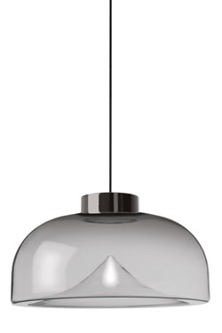 Suspension en verre fumé Design année 70 Aella mini grand modèle. Leucos. 