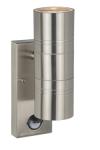 Outdoor wall lamp in brushed chrome, high and low Arne. Lucide. 