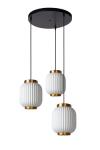 Suspension 3 lumières lampions blancs et dorés Gosse. Lucide. 