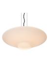 Grande suspension soucoupe en verre blanc Trevor. Lucide. 