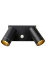 Black double outdoor spotlight with motion sensor Taylor. Lucide. 