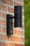 Black metal wall lamp with motion detector Arne. Lucide. 