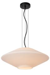 Grande suspension soucoupe en verre blanc Trevor. Lucide. 