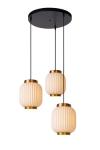 Gosse white and gold 3-light pendant lamp. Lucide. 