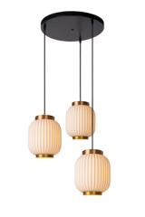 Gosse white and gold 3-light pendant lamp. Lucide. Gosse white and gold 3-light pendant lamp. Lucide.