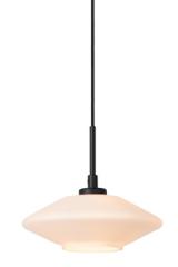 Petite suspension soucoupe en verre opale blanc 20cm Trevor. Lucide. 