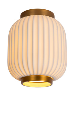 Plafonnier en lampion de porcelaine blanche Gosse. Lucide. 