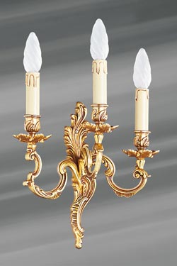 Applique bronze Louis XV vieil or trois bougeoirs. Lucien Gau. 