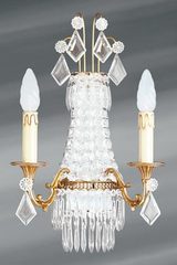 Applique cristal de bohème Louis XVI à trois lumières. Lucien Gau. Applique cristal de bohème Louis XVI à trois lumières. Lucien Gau.