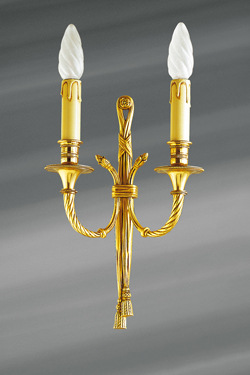 Applique double, style Louis XVI, en bronze massif doré. Lucien Gau. 