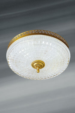 19th century ceiling light in crystal and old gold patina. Lucien Gau. 
