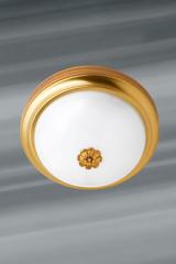 19th century round ceiling light in brass and opal glass. Lucien Gau. 19th century round ceiling light in brass and opal glass. Lucien Gau.