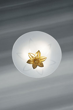 Ramses romantic ceiling light with golden flower. Lucien Gau. 