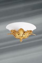 Wall lamp with gilded bronze leaves and white opal glass. Lucien Gau. Wall lamp with gilded bronze leaves and white opal glass. Lucien Gau.