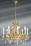 Antique bronze and bohemian crystal chandelier 8 lights. Lucien Gau. 
