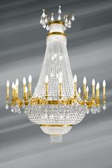 Chandelier balloon Louis XVI bohemian crystal and gilt bronze forty lights. Lucien Gau. Chandelier balloon Louis XVI bohemian crystal and gilt bronze forty lights. Lucien Gau.