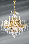 Bohemian crystal and gilded bronze chandelier Louis XV 45 lights. Lucien Gau. 