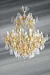 Bohemian crystal gold Louis XVI chandelier shape cage thirty lights. Lucien Gau. 