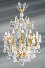 Bohemian crystal chandelier Louis XVI shape cage fifteen lights. Lucien Gau. 