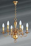 Dutch style chandelier in brass six lights. Lucien Gau. 