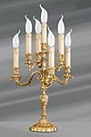 Chandelier girandole Louis XV bronze vieil or sept lumières. Lucien Gau. 