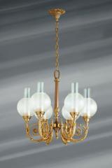 Glass and gilt bronze chandelier. Lucien Gau. 