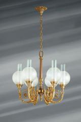 Glass and gilt bronze chandelier. Lucien Gau. Glass and gilt bronze chandelier. Lucien Gau.
