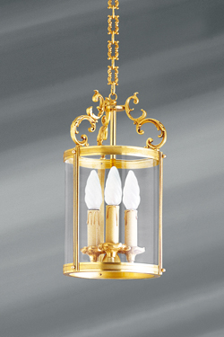 Golden lantern Louis XVI style solid bronze and glass. Lucien Gau. 