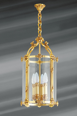 Lantern Louis XVI style gilded bronze and glass. Lucien Gau. 